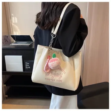 Letter Print Fashion Shoulder Bag with Apple Pendent